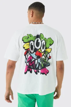 Oversized Trippy Melted Eye Graphic T-shirt | BoohooMAN UK