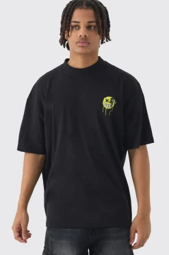 Oversized Trippy Smiley Face Graphic T-shirt | BoohooMAN UK