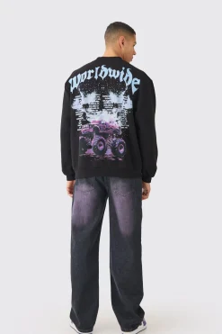 Oversized Truck Graphic Sweatshirt | BoohooMAN UK