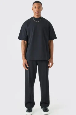 Oversized T-shirt & Relaxed Jogger Interlock Set | BoohooMAN UK