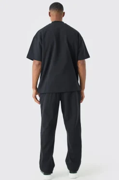 Oversized T-shirt & Relaxed Jogger Interlock Set | BoohooMAN UK
