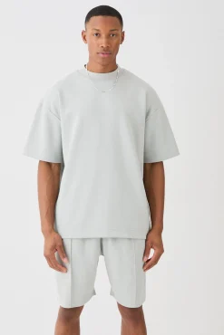Oversized T-shirt & Short Interlock Set | BoohooMAN UK