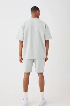 Oversized T-shirt & Short Interlock Set | BoohooMAN UK