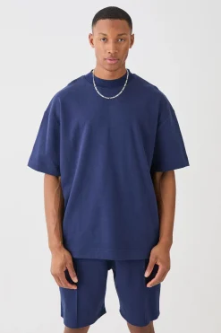 Oversized T-shirt & Short Interlock Set | BoohooMAN UK