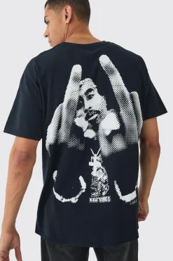 Oversized Tupac License Print T-Shirt | BoohooMAN UK
