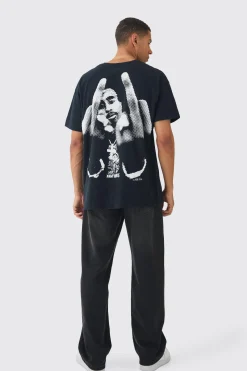 Oversized Tupac License Print T-Shirt | BoohooMAN UK