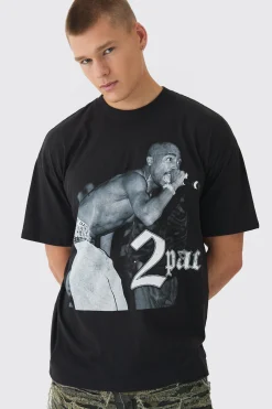 Oversized Tupac License Print T-Shirt | BoohooMAN UK