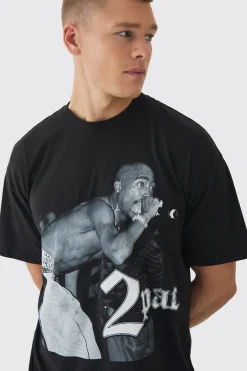 Oversized Tupac License Print T-Shirt | BoohooMAN UK