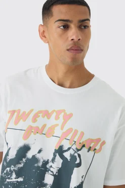 Oversized Twenty One Pilots Band License Print T-Shirt | BoohooMAN UK