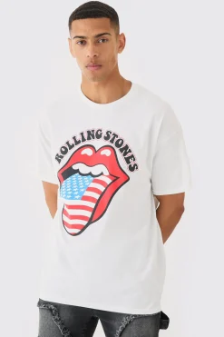Oversized Usa Rolling Stones Band License T-shirt | BoohooMAN UK