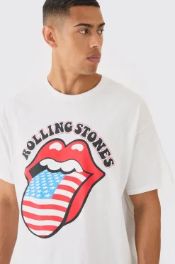 Oversized Usa Rolling Stones Band License T-shirt | BoohooMAN UK