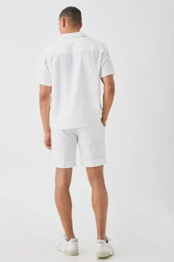Oversized V Neck Dropped Shoulder Shirt In White | BoohooMAN UK