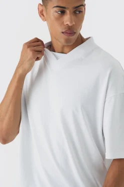 Oversized V Neck Dropped Shoulder Heavyweight Boxy T-shirt | BoohooMAN UK