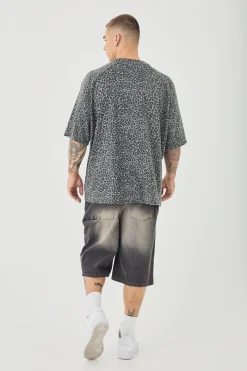 Oversized V Neck Leopard Print Raglan T-shirt | BoohooMAN UK