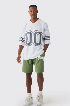 Oversized V Neck Official Football T-Shirt & Short Set | BoohooMAN UK