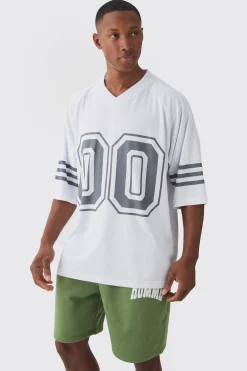 Oversized V Neck Official Football T-Shirt & Short Set | BoohooMAN UK