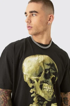 Oversized Van Gogh Skull License T-shirt | BoohooMAN UK