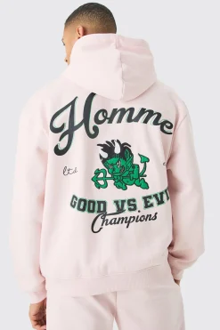Oversized Varsity Applique Hoodie | BoohooMAN UK