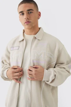 Oversized Varsity BHM Embroidered Jersey Bomber Jacket | BoohooMAN UK