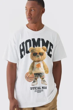 Oversized Varsity Teddy Graphic T-shirt | BoohooMAN UK