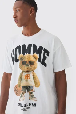 Oversized Varsity Teddy Graphic T-shirt | BoohooMAN UK