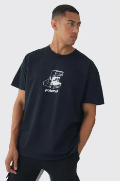 Oversized Vintage Polaroid License Print T-Shirt | BoohooMAN UK
