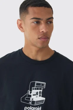 Oversized Vintage Polaroid License Print T-Shirt | BoohooMAN UK
