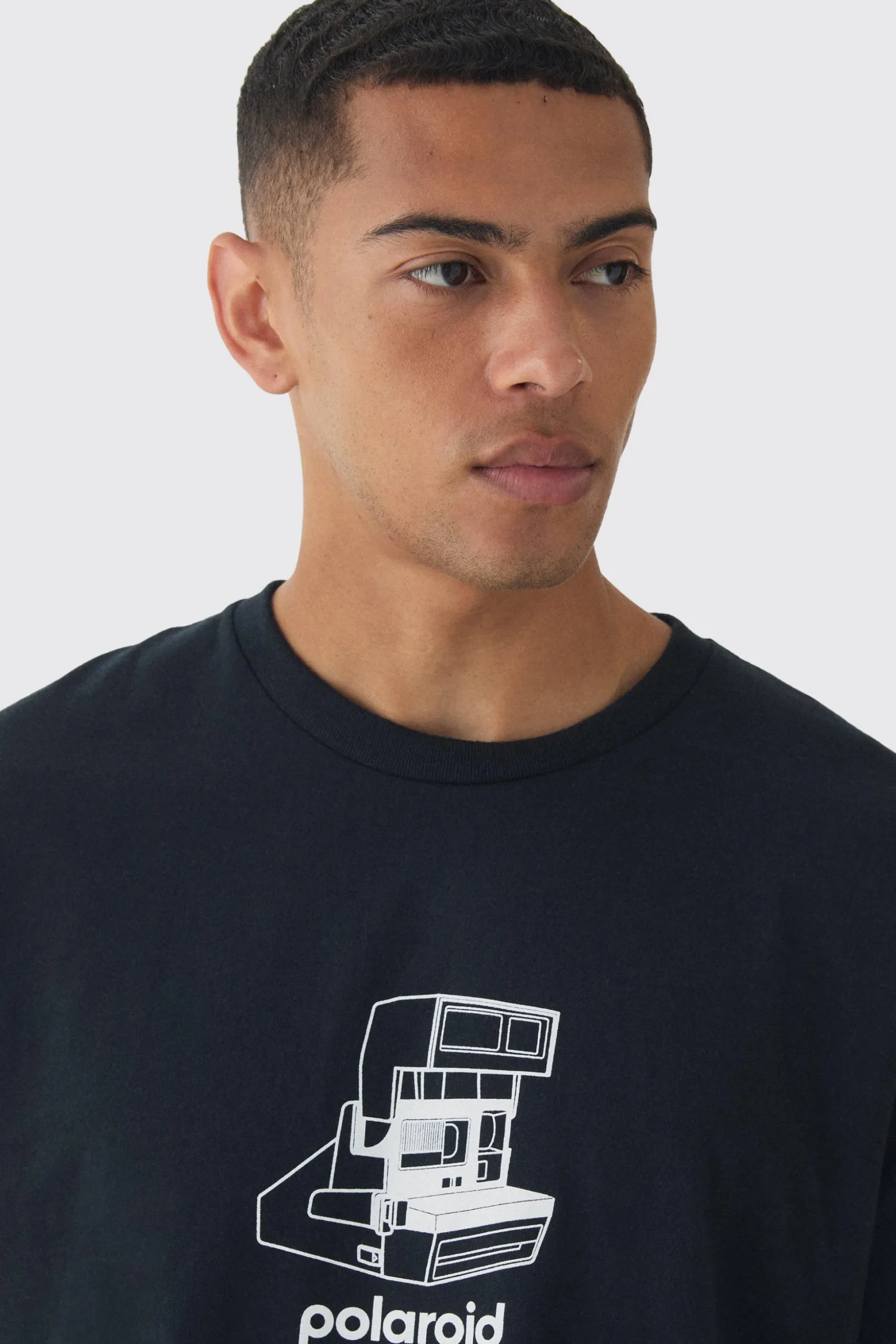 Oversized Vintage Polaroid License Print T-Shirt | BoohooMAN UK