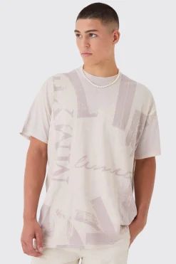 Oversized Vintage Washed Graphic T-shirt | BoohooMAN UK