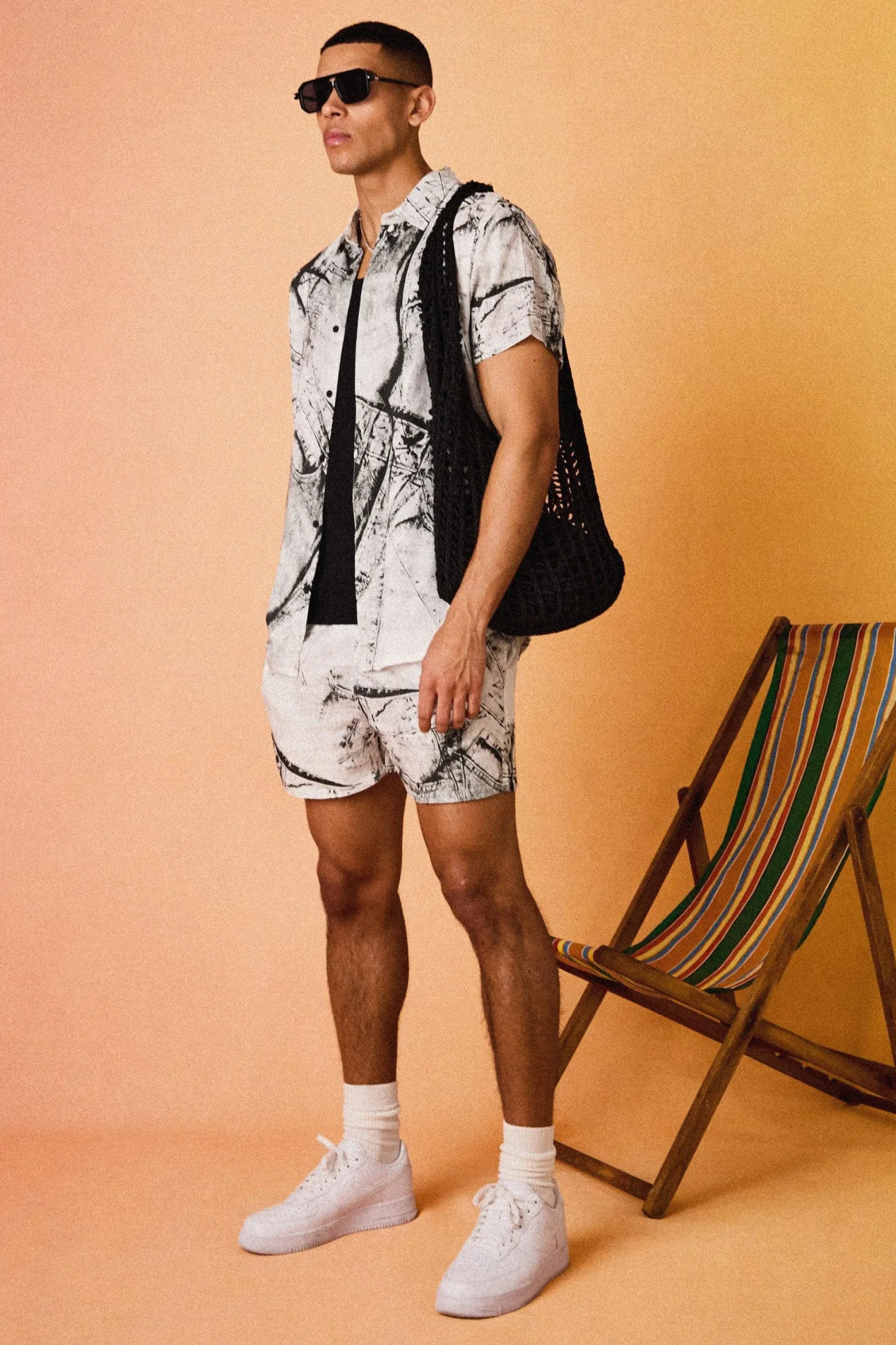 Oversized Viscose Abstract Cargo Shirt And Short | BoohooMAN UK