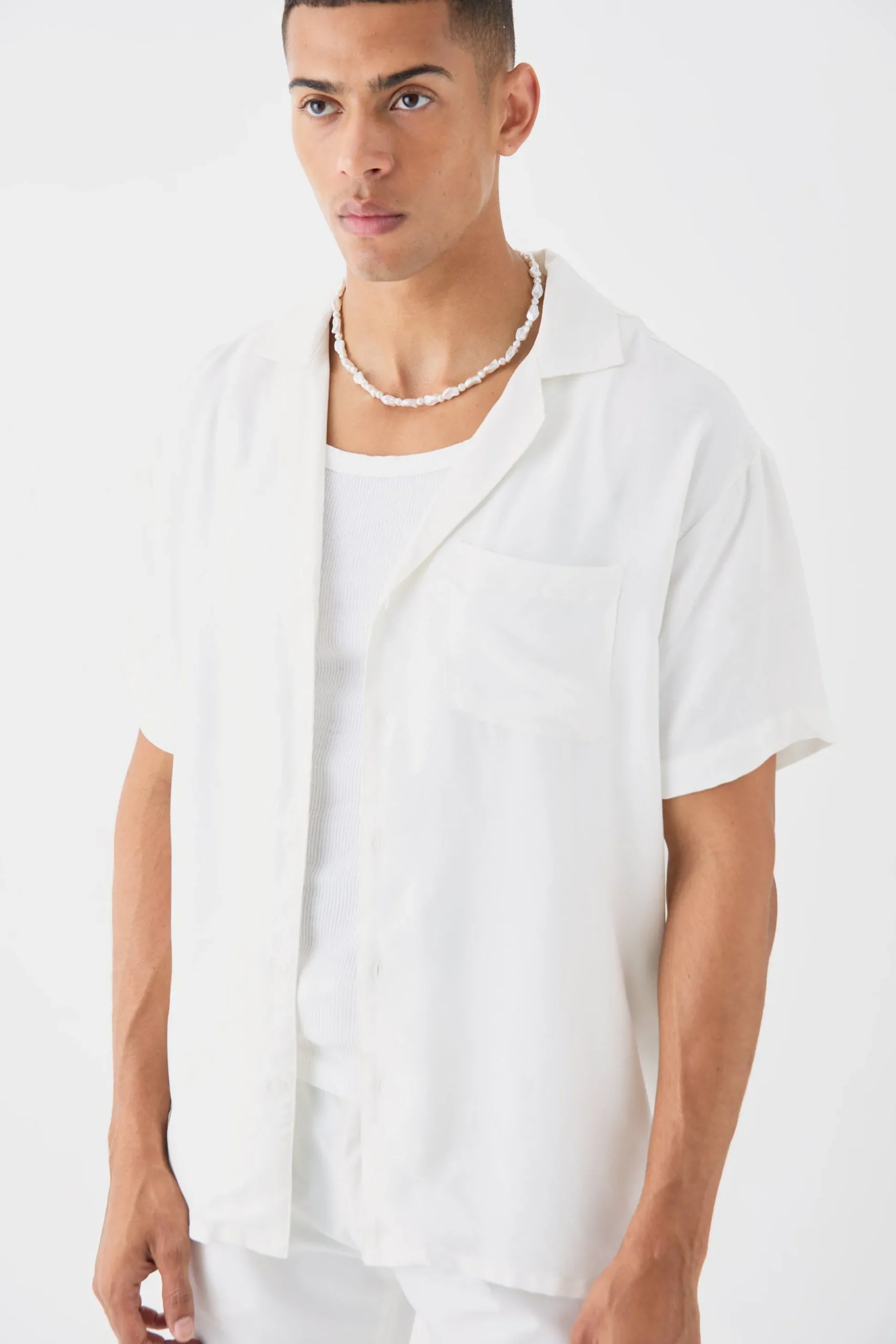 Oversized Viscose Back Flower Shirt | BoohooMAN UK