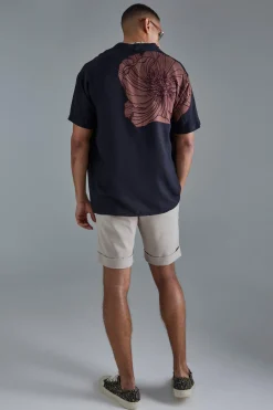 Oversized Viscose Placement Floral Shirt | BoohooMAN UK