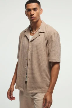 Oversized Waffle Jersey Shirt | BoohooMAN UK
