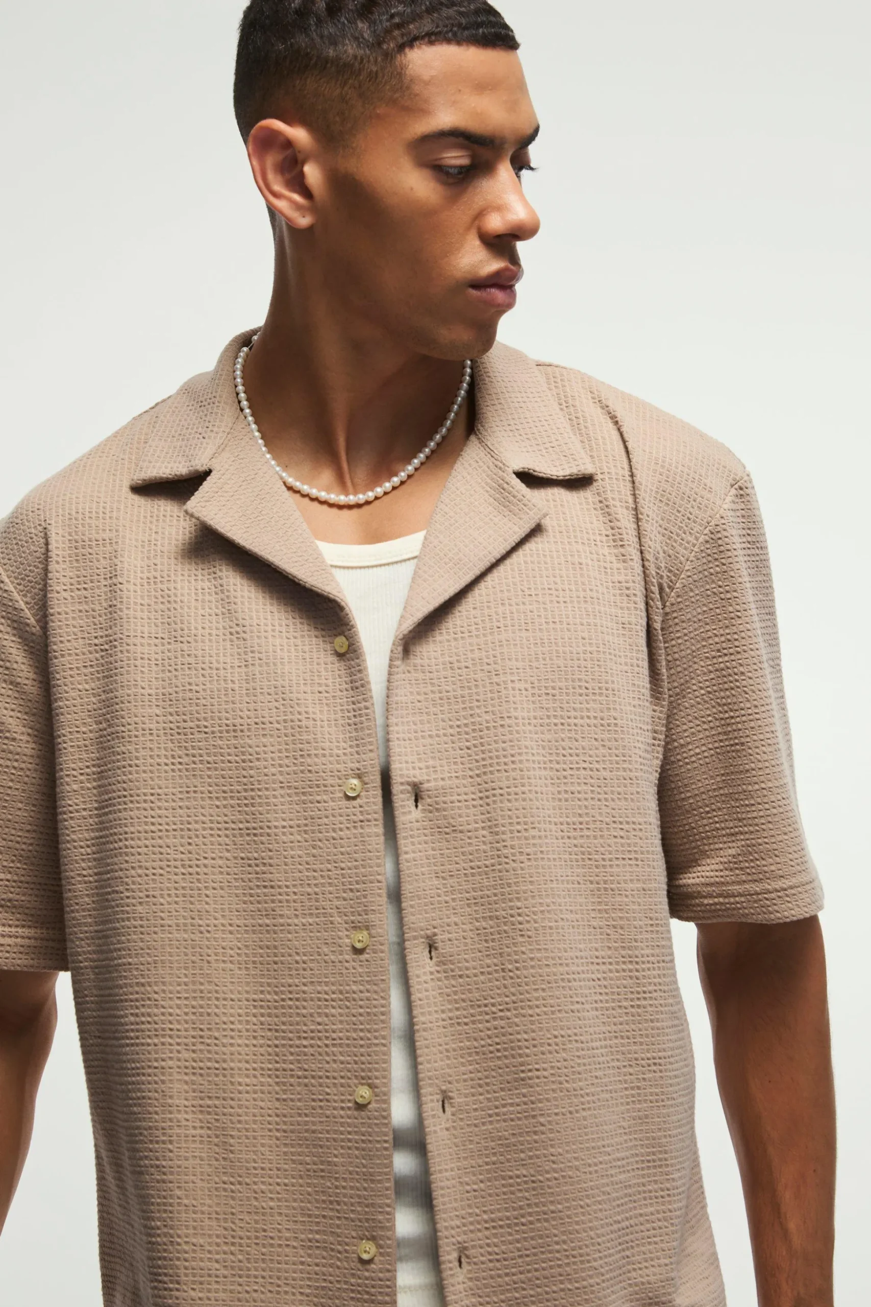 Oversized Waffle Jersey Shirt | BoohooMAN UK