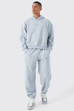 Oversized Waffle Panel Hooded Tracksuit | BoohooMAN UK