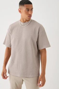 Oversized Waffle T-shirt | BoohooMAN UK