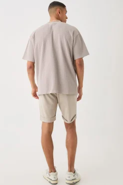 Oversized Waffle T-shirt | BoohooMAN UK