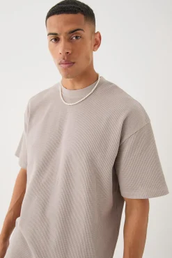 Oversized Waffle T-shirt | BoohooMAN UK
