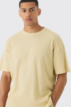 Oversized Waffle T-shirt | BoohooMAN UK