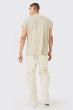Oversized Wash Cropped Sleeves T-shirt | BoohooMAN UK