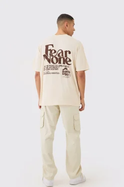 Oversized Wash Fear None Print T-shirt | BoohooMAN UK