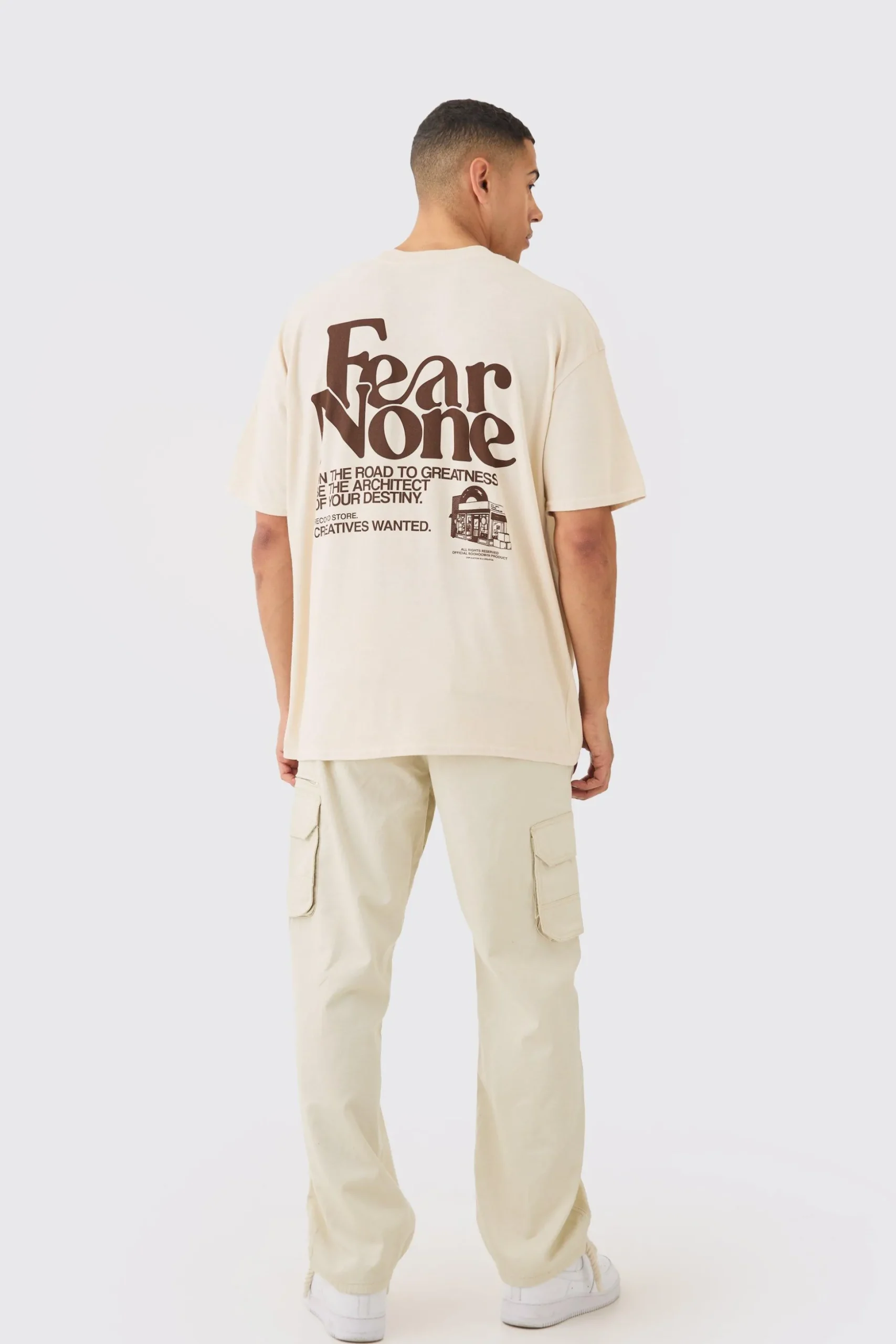 Oversized Wash Fear None Print T-shirt | BoohooMAN UK