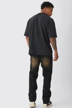 Oversized Wash Gothic Renaissance Print T-Shirt | BoohooMAN UK