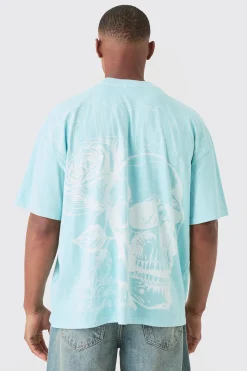 Oversized Wash Large Scale Skull Graphic T-shirt | BoohooMAN UK