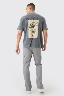 Oversized Wash Official Flower Print T-shirt | BoohooMAN UK
