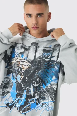 Oversized Wash Over The Seams Official Graphic Hoodie | BoohooMAN UK