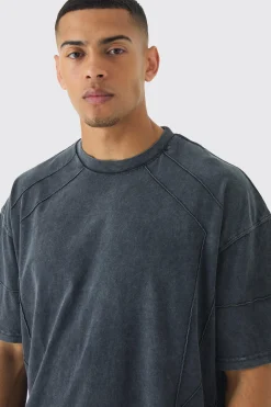 Oversized Wash Pintuck T-shirt And Short Set | BoohooMAN UK