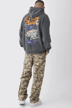 Oversized Wash Pixar Toy Story Pizza Planet License Hoodie | BoohooMAN UK