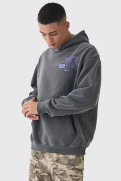 Oversized Wash Pixar Toy Story Pizza Planet License Hoodie | BoohooMAN UK