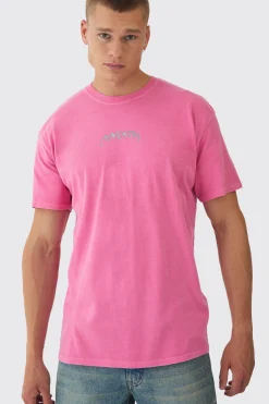 Oversized Washed Branded T-Shirt | BoohooMAN UK